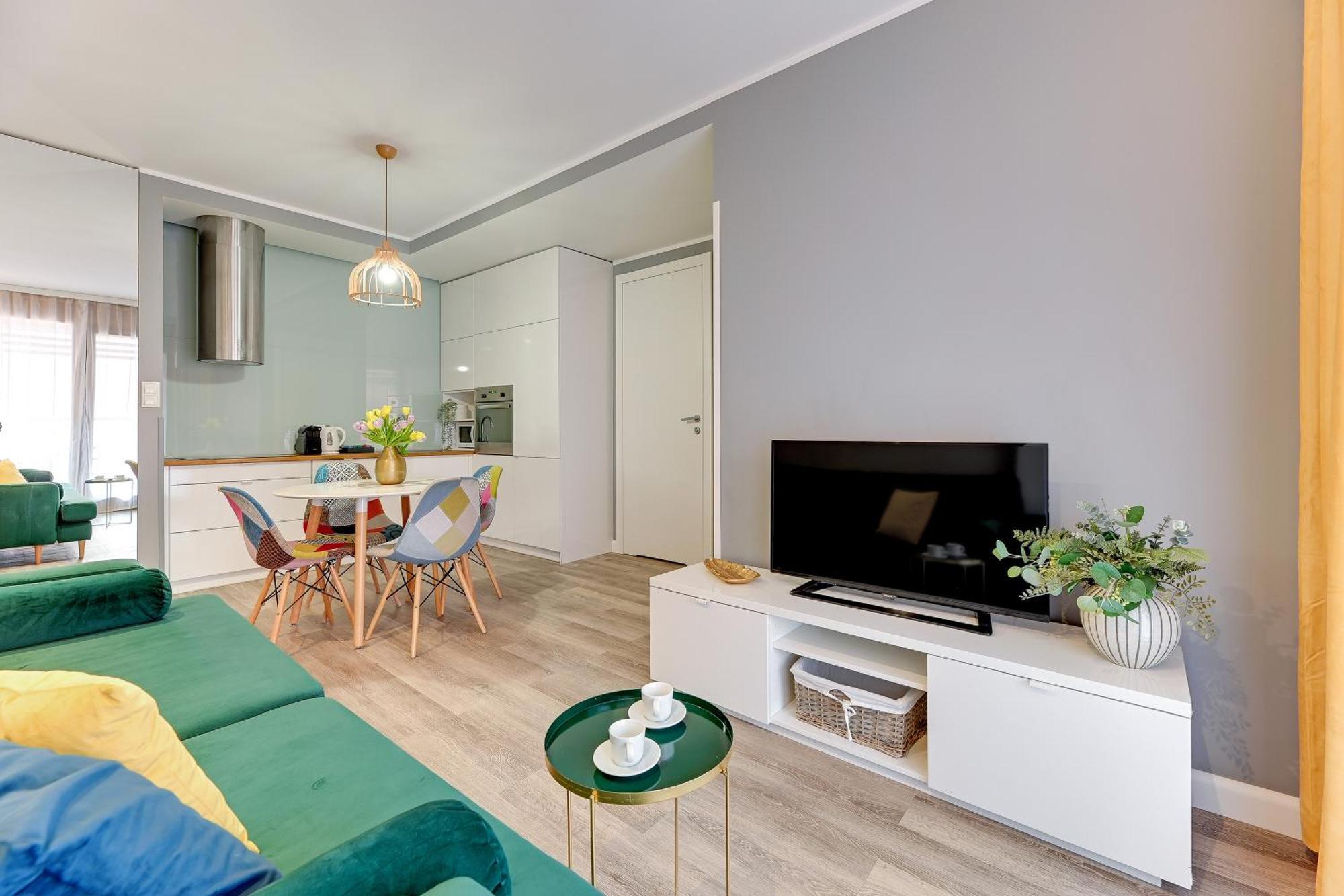 Aura - Riverside & Parking By Downtown Apartments Gdańsk Rum bild