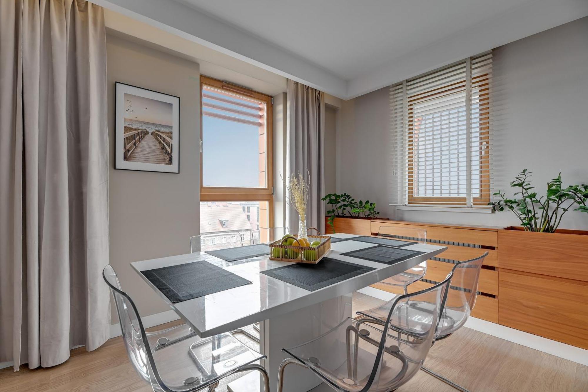 Aura - Riverside & Parking By Downtown Apartments Gdańsk Rum bild