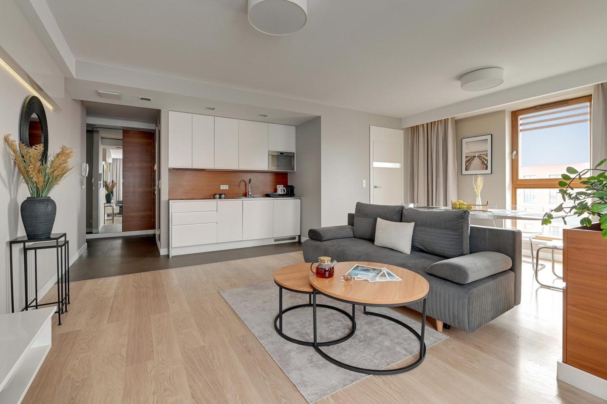 Aura - Riverside & Parking By Downtown Apartments Gdańsk Rum bild